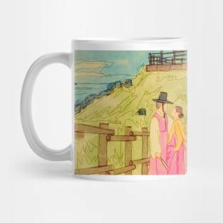 Korean hanbok couple on the cliff Mug